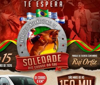XVI RODEIO INTERNACIONAL DE SOLEDADE SERÁ REALIZADO DE 11 A 15 DE FEVEREIRO DE 2026