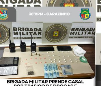 BRIGADA MILITAR PRENDE CASAL POR TRÁFICO DE DROGAS E RESISTÊNCIA EM CARAZINHO