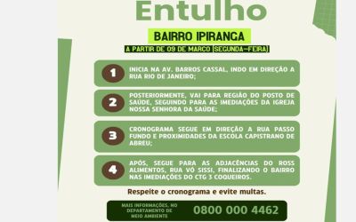 RECOLHIMENTO DE ENTULHOS NO BAIRRO IPIRANGA INICIA NESSA SEGUNDA FEIRA, 09/03. BAIRRO IPIRANGA!